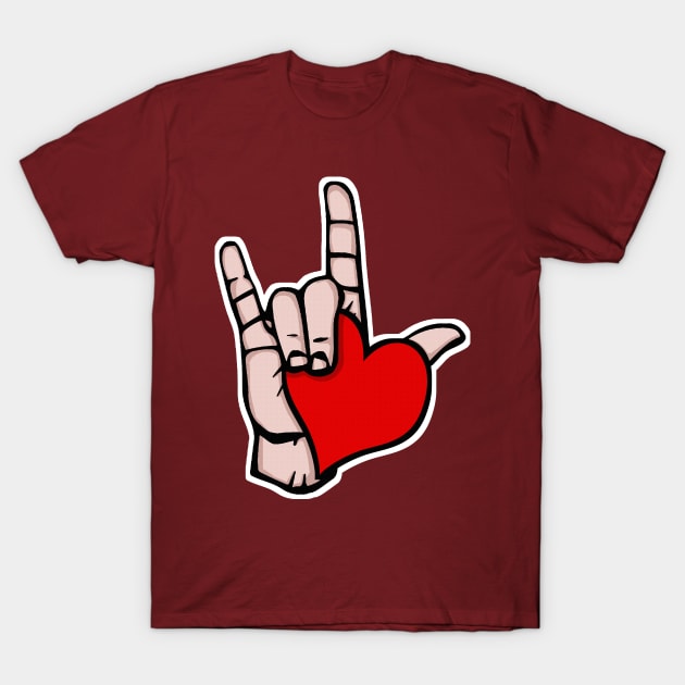 I Love You in American Sign Language #1 / Heart Design T-Shirt by DankFutura